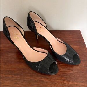 KATE SPADE Black Glitter d'Orsay Pumps size 11 EUC
